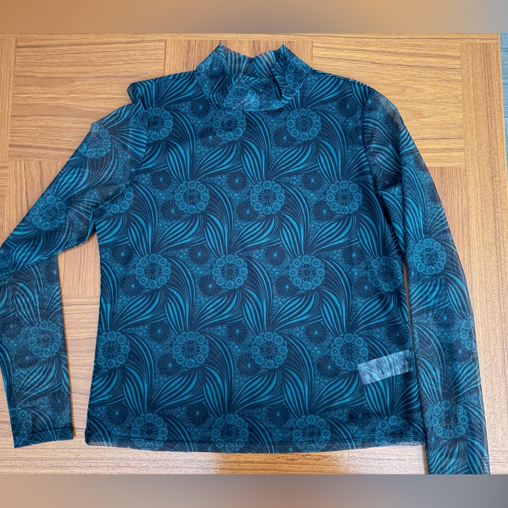 Anthropologie Green Patterned Long Sleeve Top